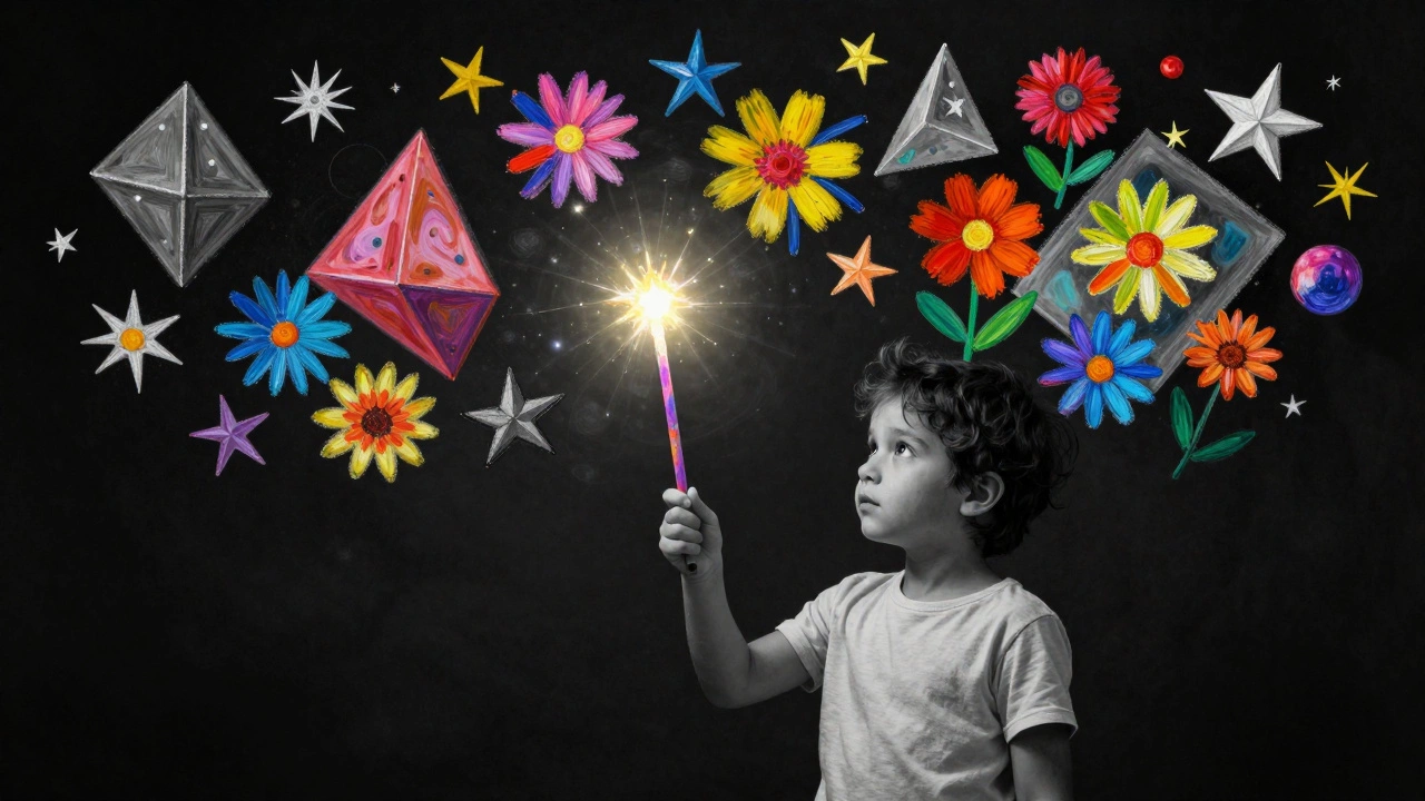 Абстрактная композиция символизирующая творчество и воображение ребёнка.