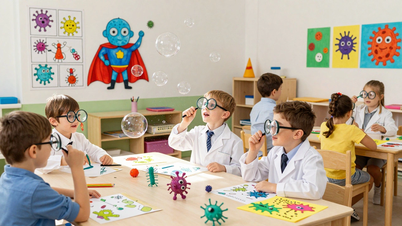 Дети исследуют мыло и микробы во время тематической недели в детском саду