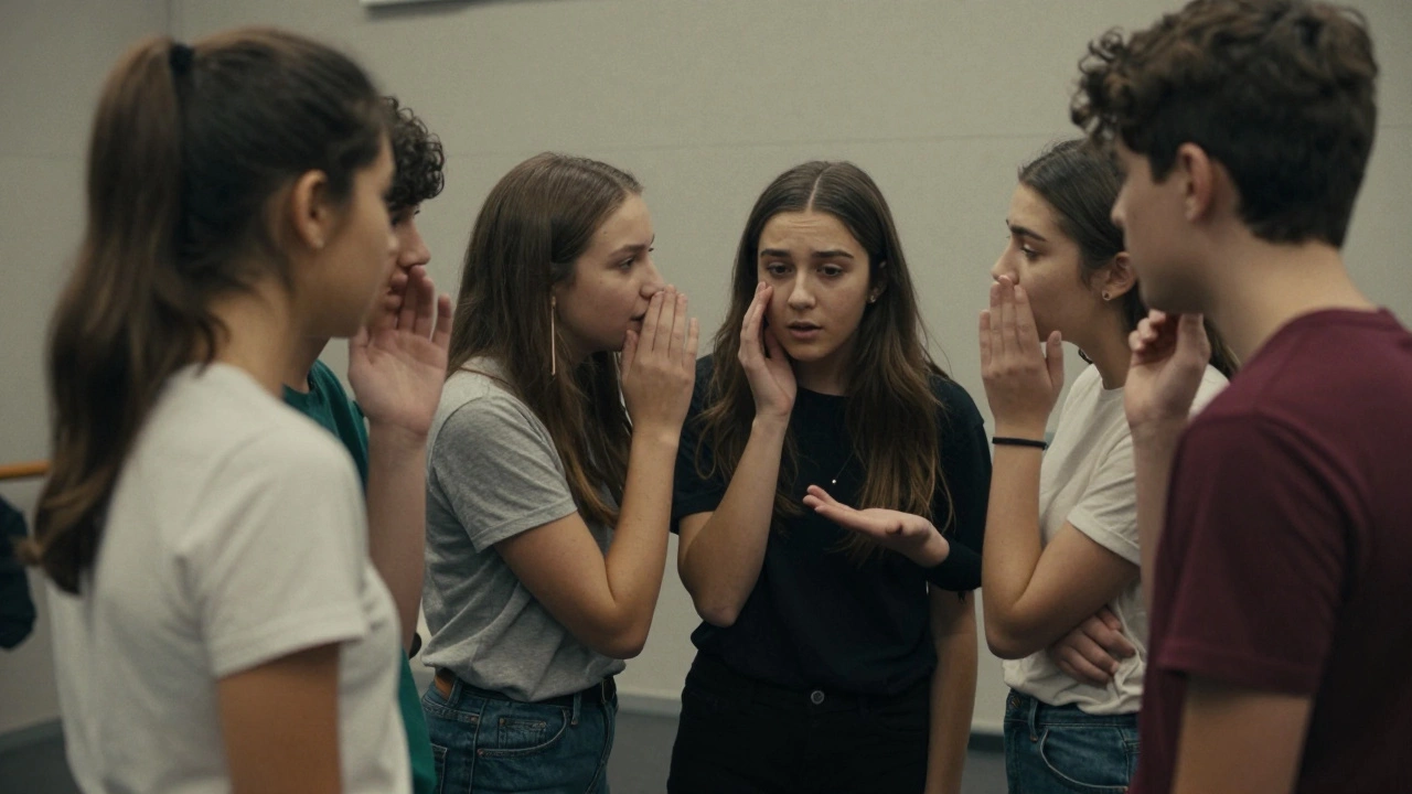 Подростки репетируют сцену, работая командой за кулисами